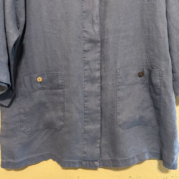 Tahari 100% Linen Tunic Jacket Womens XL Lightweight Pockets Layering Lagenlook - Picture 5 of 8